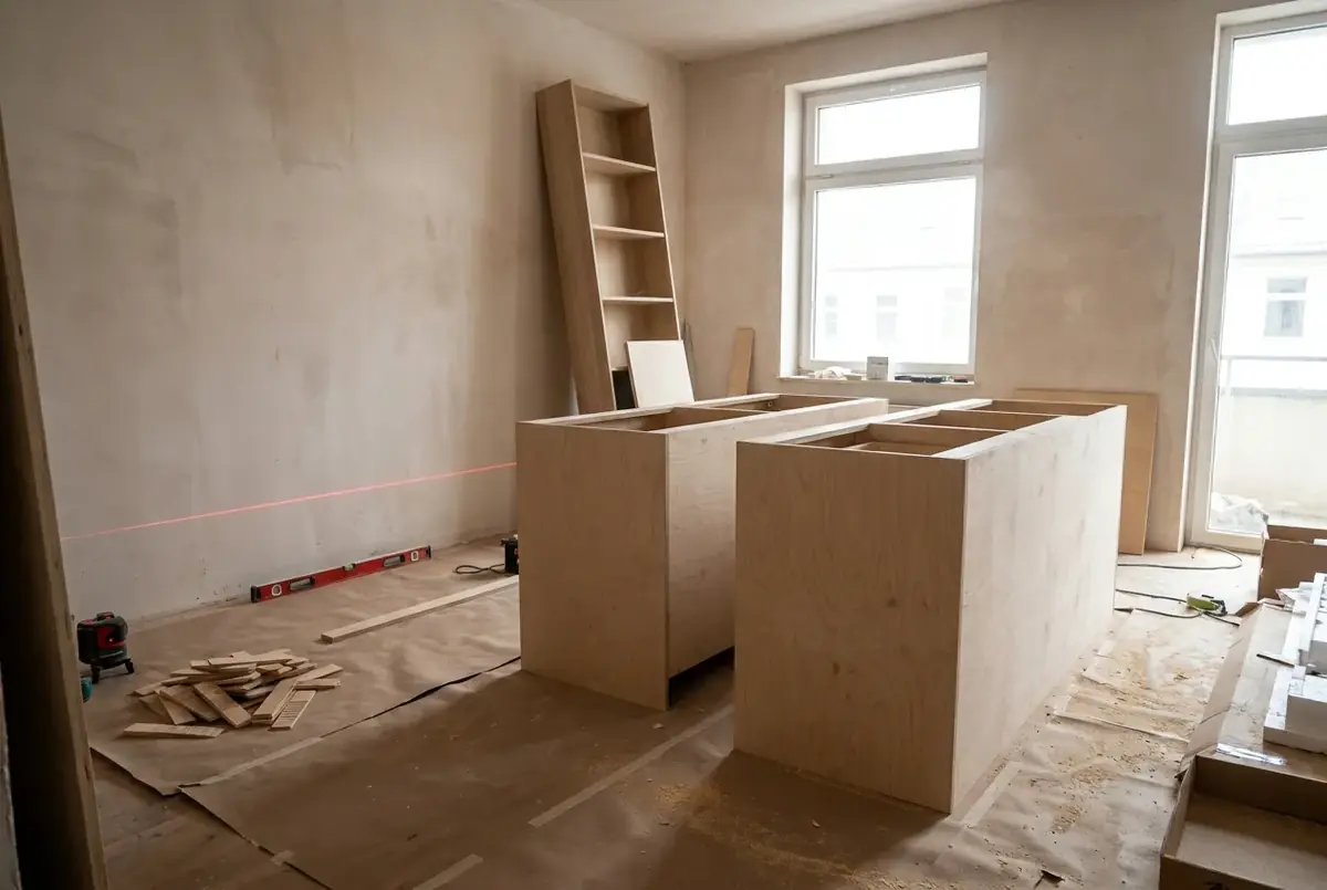Möbelmontage in einer leeren Wohnung