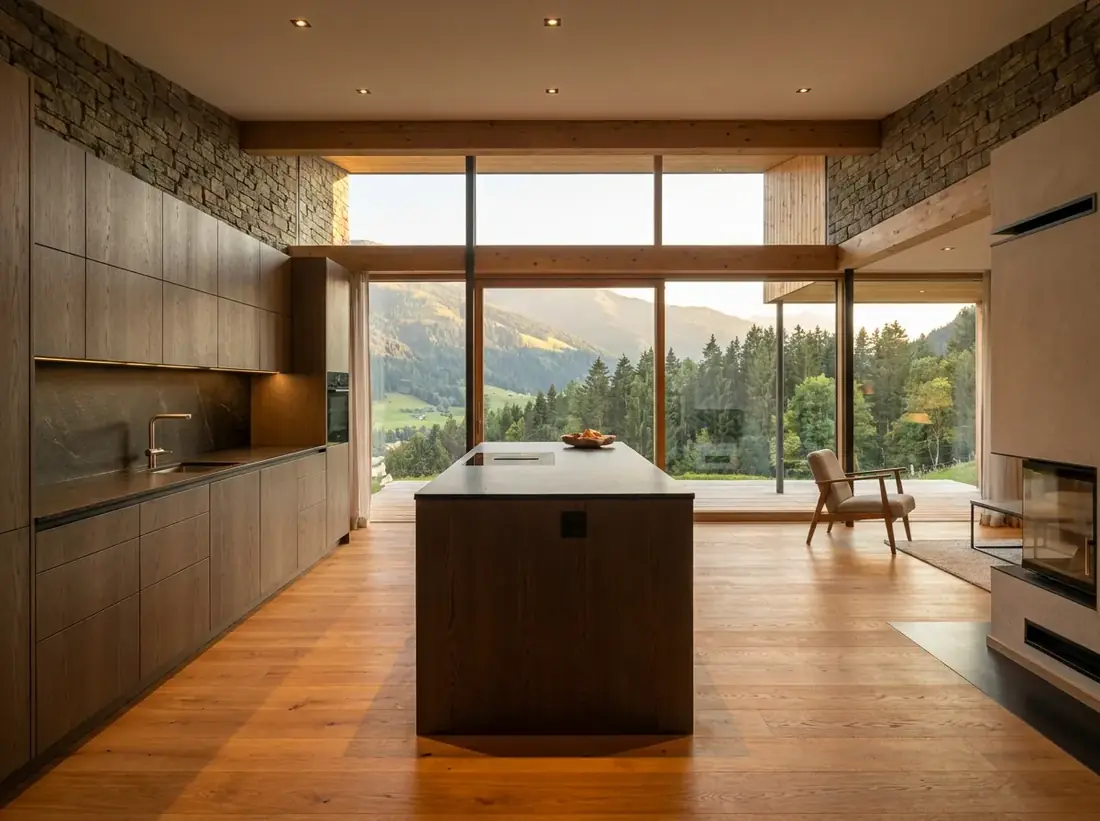 Küche nach Maß in einem Haus in Hanglage bei Innsbruck