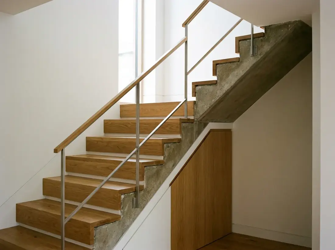 Renovierte Holztreppe mit Eichenstufen