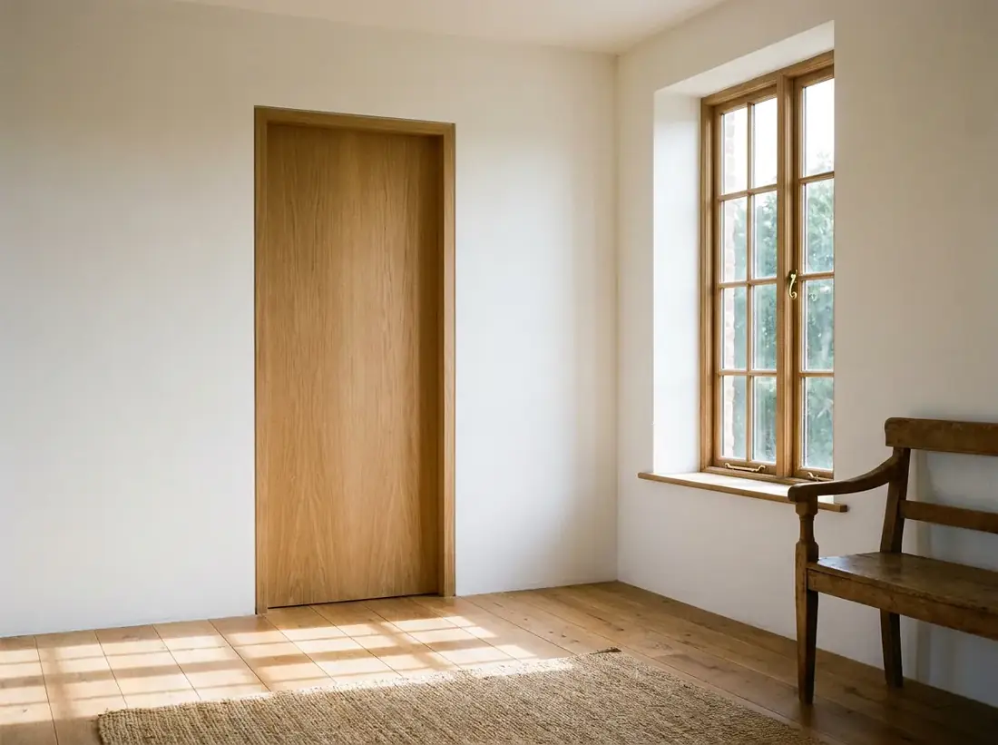 Innentür nach Maß und restauriertes Holzfenster