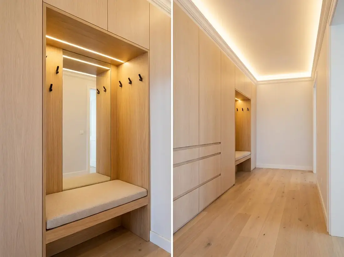 Vorraum mit Garderobe nach Maß nach der Renovierung