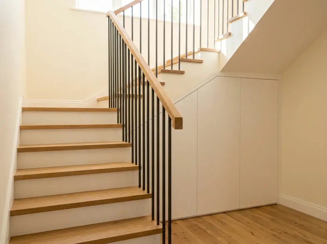 Renovierte Treppe mit neuen Eichenstufen